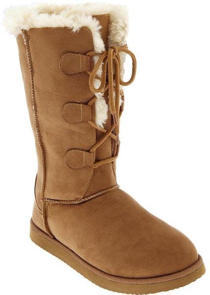 Old Navy Fauxsuede Laceup Boots in Brown (camel) | Lyst