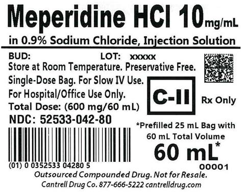 Meperidine Hcl Information, Side Effects, Warnings and Recalls