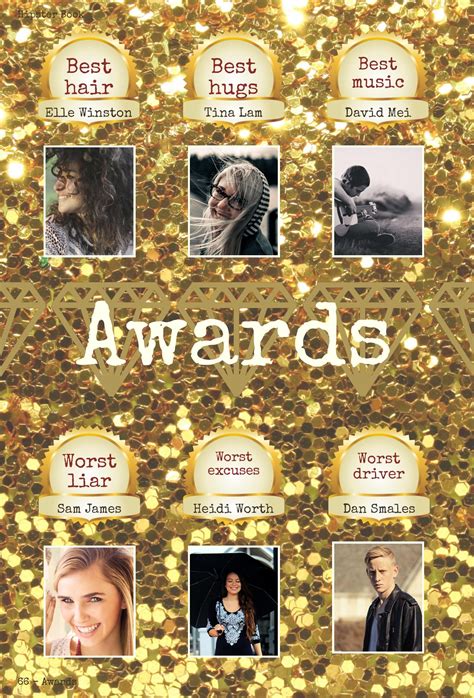 Glitter overload! This yearbook awards page is sure to dazzle your readers! | Yearbook, Yearbook ...