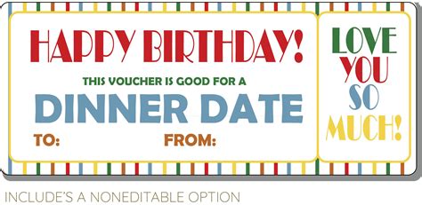 Printable Coupon Template For Birthday Gift