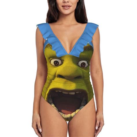 Womens Swimwear Shrek One Piece Swimsuit High Quality Printed Push Up Monokini Summer Borat ...