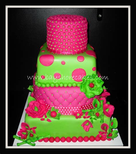 Hot Pink And Green Wedding Cake - CakeCentral.com