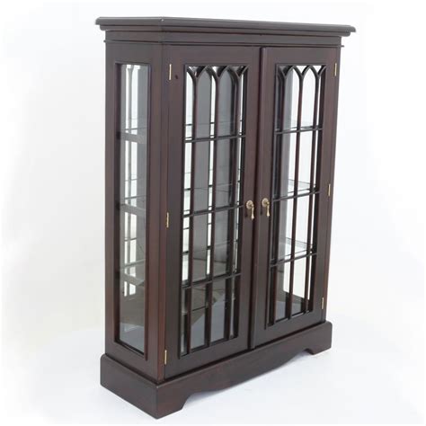 Solid Mahogany Display Cabinet with Glass Doors - Antique Style