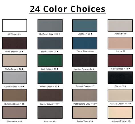 Seamless Gutter Color Chart