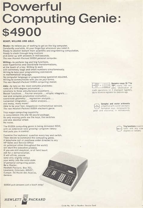 Old Calculator Web Museum - Advertising Archive - HP 9100A