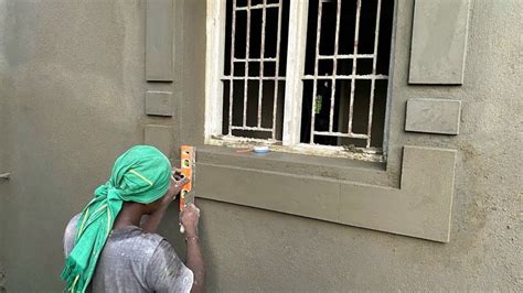 Plastering Techniques of Window_Border Design Creative Plastering with Cement|Window Border ...