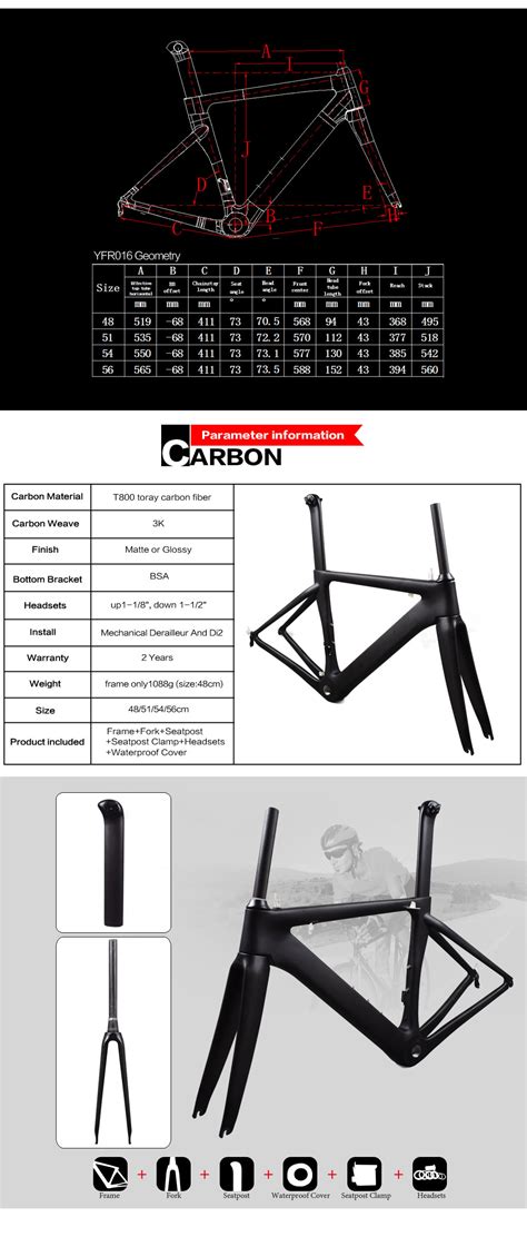 Airwolf Carbon Road Bike Frame Di2 And Mechanical Framework Bicycle Size In 48/51/54/56cm Carbon ...