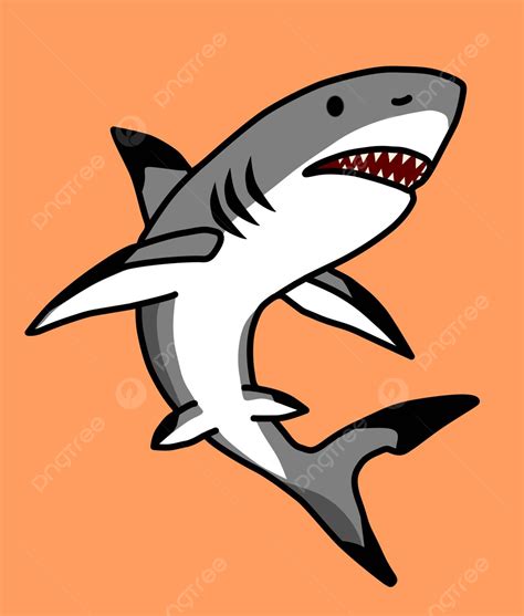 A Fierce Shark On An Orange Background Vector Tiger Shark Drawing Vector, Vector, Tiger Shark ...