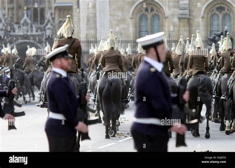 Household Cavalry Life Guards leave during the rehearsal for the royal ...