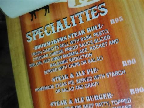 Menu at Steak & Ale restaurant, Umhlanga