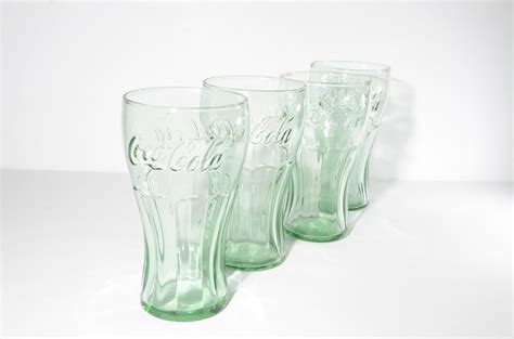 Set of 4 Coca Cola Glass Glass Cup Coca Cola Collectible Glass Vintage ...