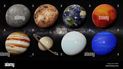 the planets of the solar system in front of the Milky Way galaxy Stock Photo - Alamy
