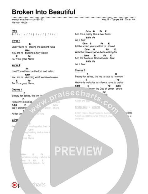 Broken Into Beautiful Chords PDF (Hannah Hobbs) - PraiseCharts