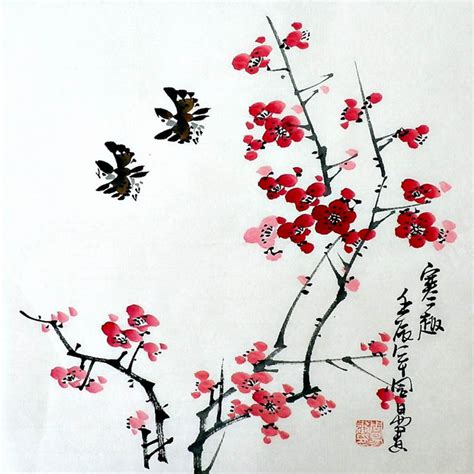 Chinese Plum Blossom Painting 2396055, 34cm x 34cm(13〃 x 13〃)