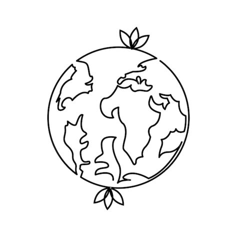 Premium Vector | Continuous single line earth globe world map outline vector art drawing and ...