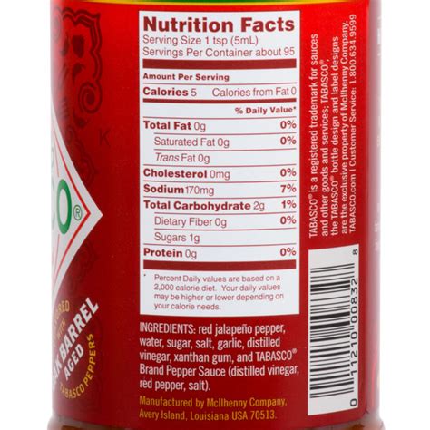 Tabasco Nutrition Label | Besto Blog