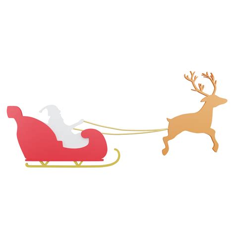 3D rendering flat design Santa sleigh and reindeer on transparent ...