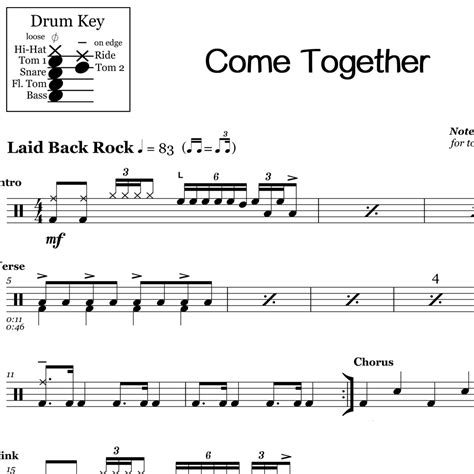 Come Together - The Beatles - Drum Sheet Music | OnlineDrummer.com