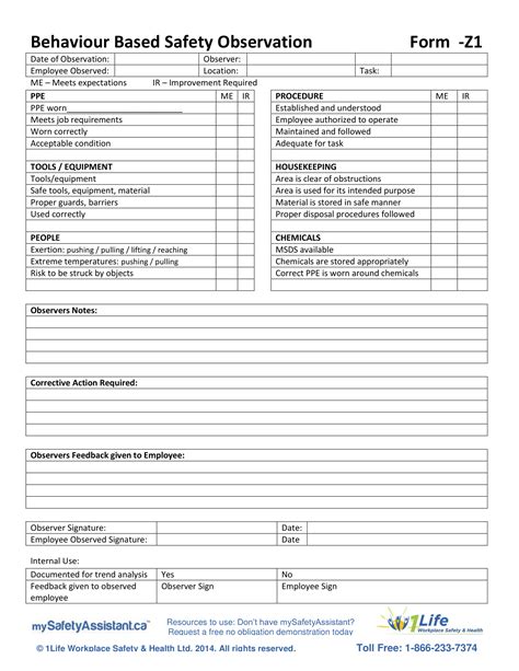 FREE 10+ Job Safety Observation Form Samples, PDF, MS Word, Google Docs