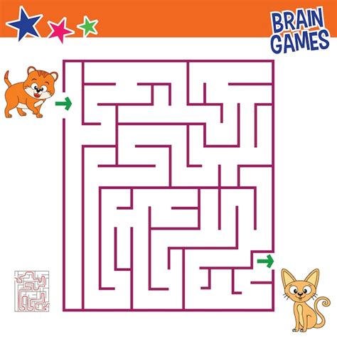 Premium Vector | Cat brain games for kids, children activity finding the right way maze