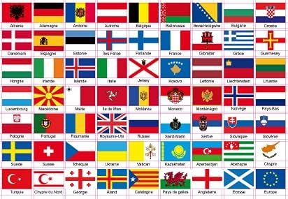 Set of 63 European Flags of Different Countries and Territories in ...