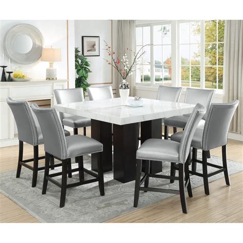 Steve Silver Camila 9 Piece Counter Height Dining Set with Marble Top ...