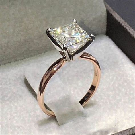 Buy Moissanite Engagement Ring, Forever Classy Solitaire Ring, 2 Ct Princess Cut Engagement Ring ...