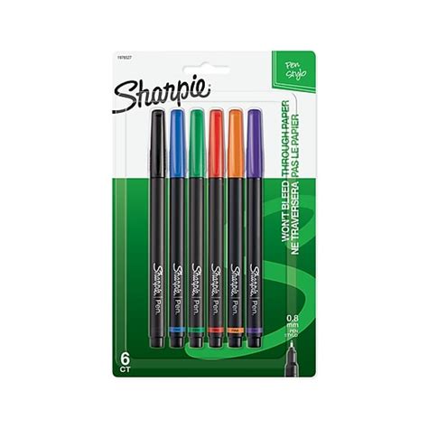 Sharpie Felt Pens, Fine Point, Assorted Ink, 6/Pack (1976527) at Staples