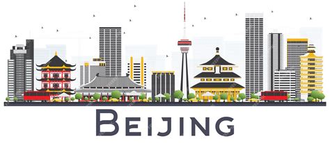 Premium Vector | Beijing china city skyline with gray buildings ...