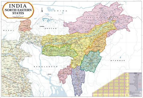 North East India Map : Meghalaya, Manipur, Mizoram, Sikkim, Tripura ...