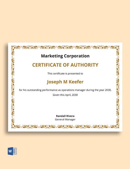 Certificate Of Authority