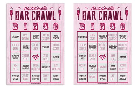 Bachelorette Bar Crawl Bingo New Edition: 10-card Digital Files - Etsy ...