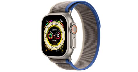 Apple Watch Ultra GPS, 49mm Titanium Case with Blue/Grey Trail Loop - M ...