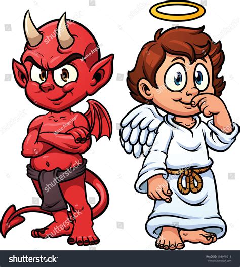 Cartoon Little Angel Devil Vector Illustration Stock Vector (Royalty ...