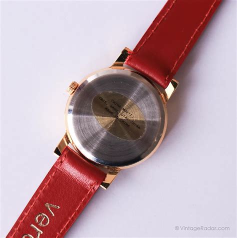 Retro Mickey Mouse Watch for Women on a Red Leather Strap – Vintage Radar