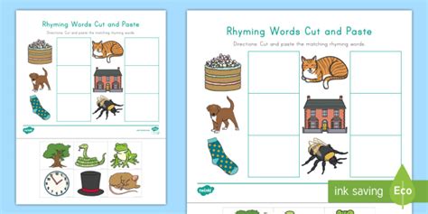 Rhyming Words Cut and Paste Activity - Twinkl