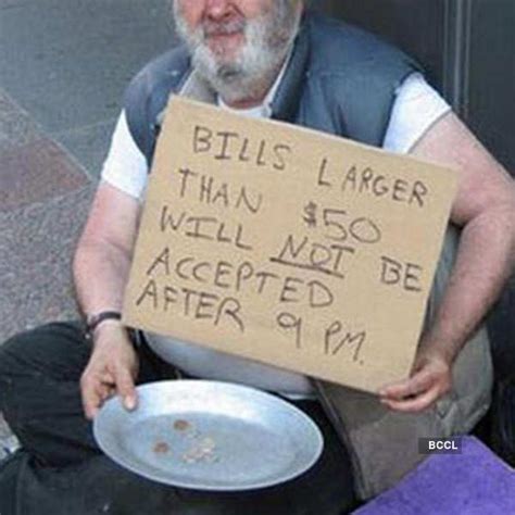 This handicapped beggar has some great sense of humour