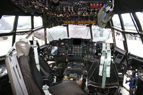 Cockpit C-130 Hercules. Cockpit of a C130 Hercules military transport ...