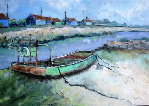 Oyster flatboat in Oleron Painting by Cathy MONNIER - Fine Art America