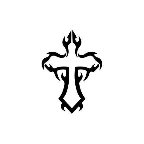 Christian Cross Symbol. Tribal Tattoo Design. Stencil Vector ...