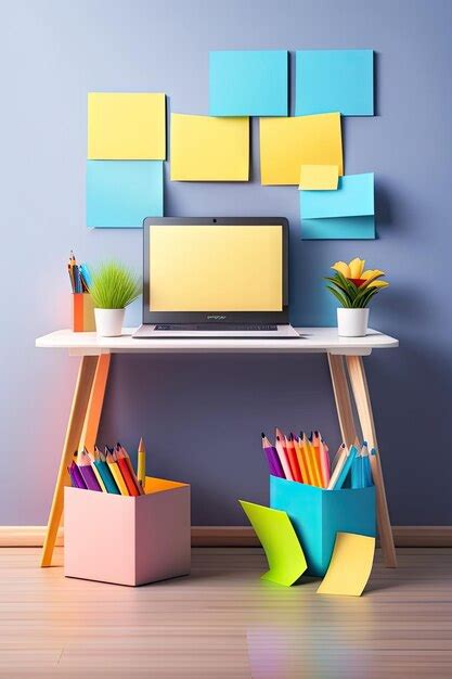 Premium AI Image | Creative student desk with adhesive notes on the ...