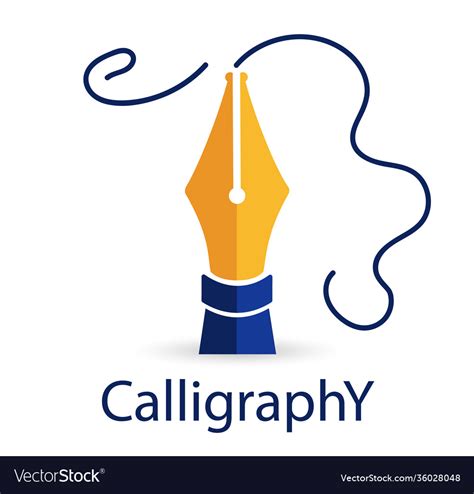 Calligraphy fountain pen gold Royalty Free Vector Image