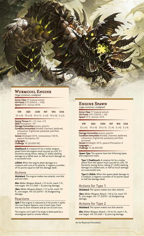 Wurmcoil Engine | Dnd monsters, Dnd dragons, Dnd homebrew