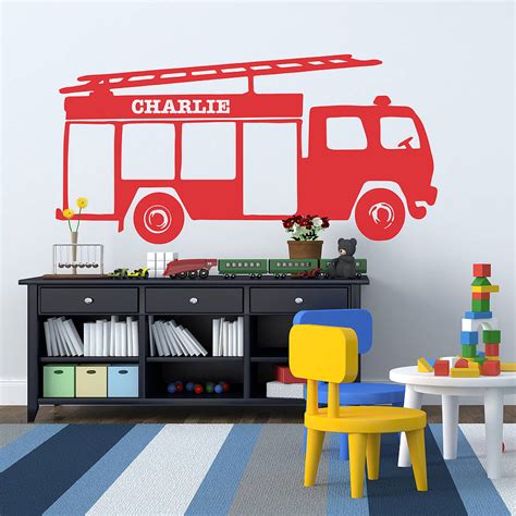 Personalised Fire Engine Vinyl Wall Sticker By Oakdene Designs