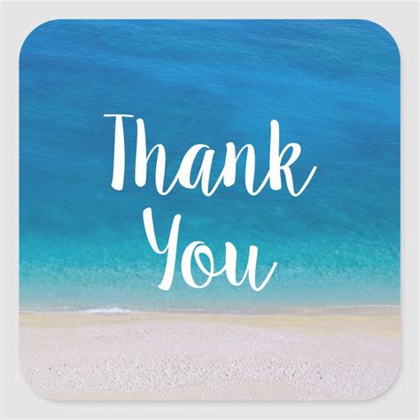 Thank You Beach Theme Blue Sea Ocean Photo Simple Square Sticker | Zazzle | Ocean photos, Sea ...