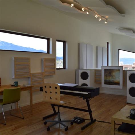 Music Studio, Recording Studio, Home Studio, Taos New Mexico, Blonde Wood, Fabric Accents, White ...