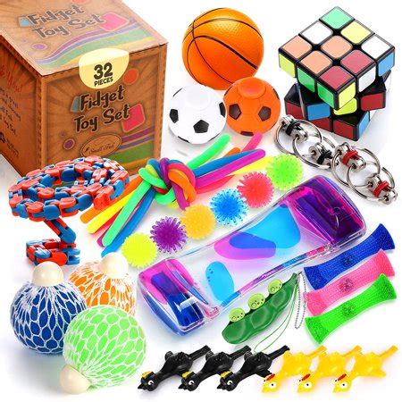 Sensory Toys Set 32 Pcs., Fidget Toy Bundle for Stress Relief, Anti-Anxiety, Relaxing, and ...