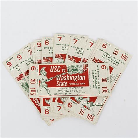 Lot - 1969 USC vs. Washington State Football Tickets