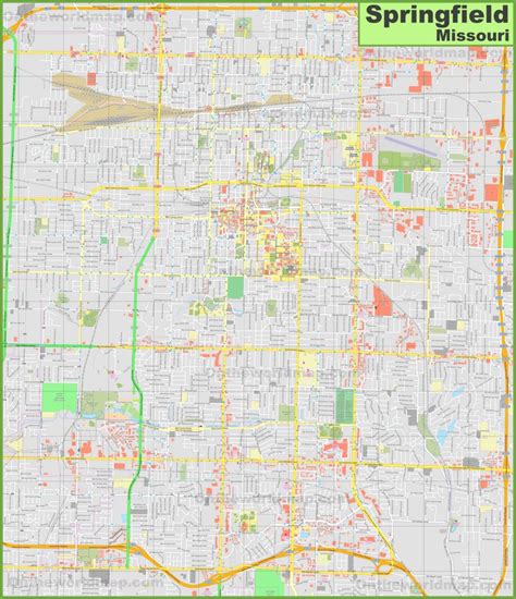 Large detailed map of Springfield (Missouri)