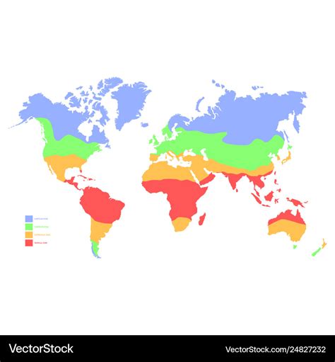 World map with climate zone Royalty Free Vector Image